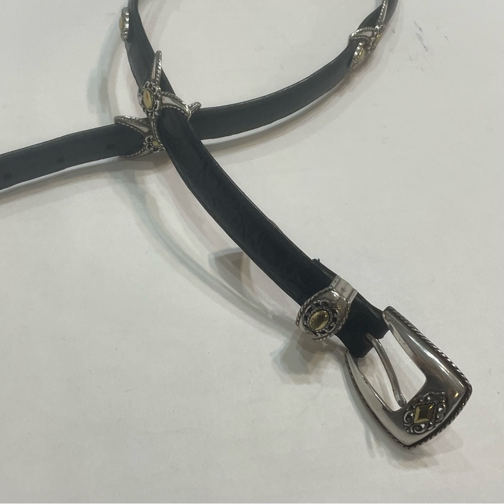 Brighton Black Leather Belt Silver Accent. Size M/30. Style 40383. Pre-owned.